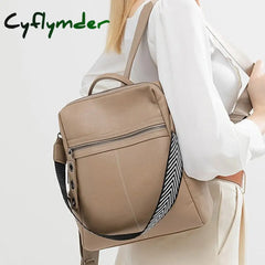Cyflymder Soft Leather Backpack Women Solid Color Fashion Wild Trend Casual Large Capacity Ladies