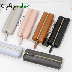 Cyflymder Soft Leather Glasses Bag Portable Makeup Storage Purses Bath Toiletry Wash Travel Zipper