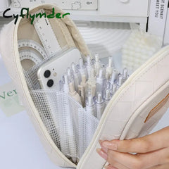 Cyflymder Soft Leather Pencil Case School Supplies Trousse Pencilcase Large Capacity Pencil Box Estuches Escolares