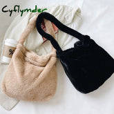 Cyflymder Soft Plush Leopard Print Underarm Bag Women Love Heart Shoulder Fashion Ladies Autumn