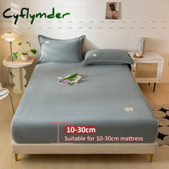 Cyflymder Soft Plush Warm Mattress Cover Winter Velvet Material Fitted Sheet Thickened Warm Bed Cover Mattress