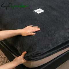 Cyflymder Soft Warm Plush Fitted Sheet Elastic Mattress Cover Fluffy Coral Fleece Bed Linen Winter Couple Luxury Double