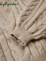 Cyflymder - Solid Cable Knit Sweater Sweaters