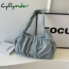 Cyflymder Solid Casual Sewing Thread Shoulder Bags Soft Interior Compartment High Quality Bags for Women Zipper Pu