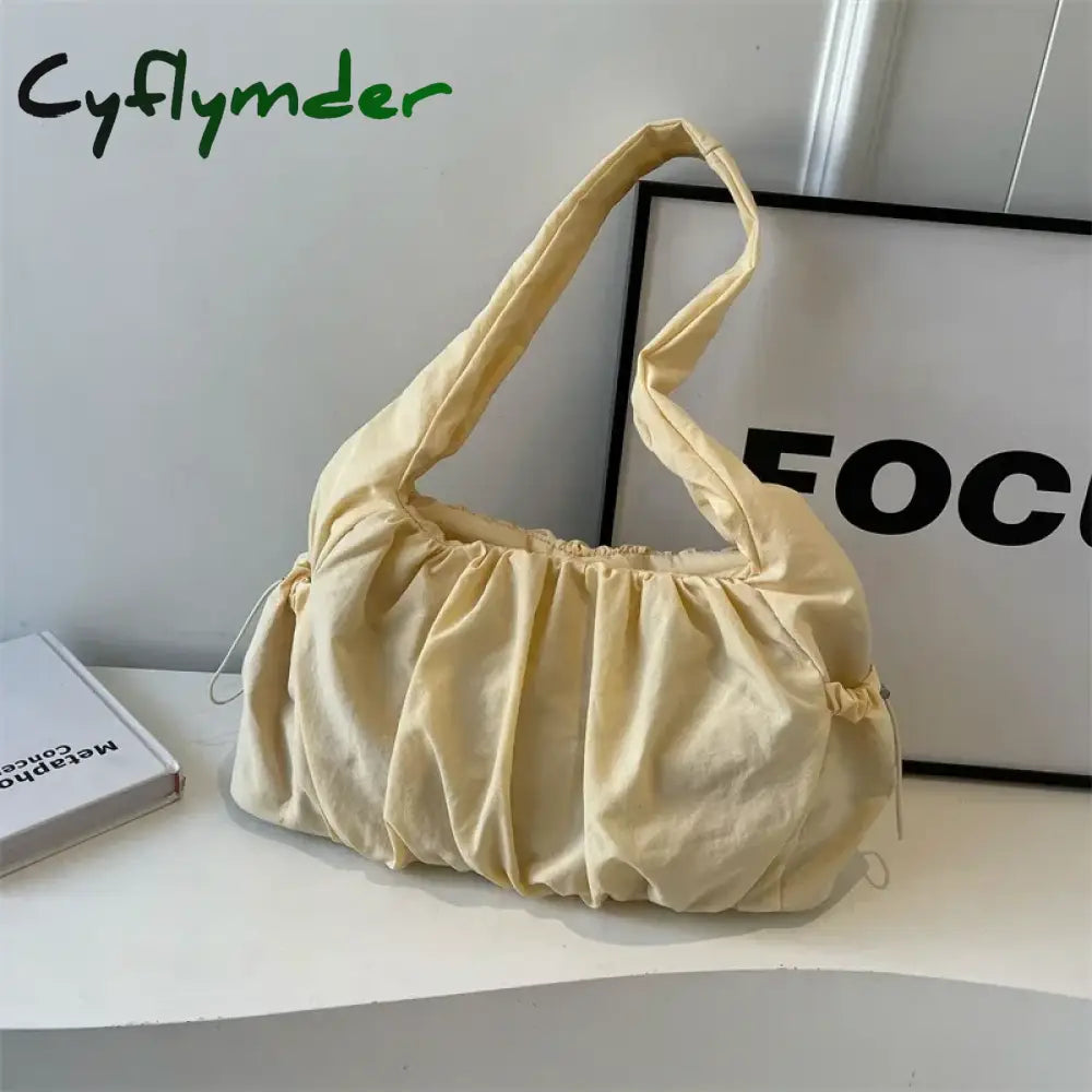 Cyflymder Solid Casual Sewing Thread Shoulder Bags Soft Interior Compartment High Quality Bags for Women Zipper Pu