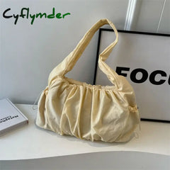 Cyflymder Solid Casual Sewing Thread Shoulder Bags Soft Interior Compartment High Quality Bags for Women Zipper Pu