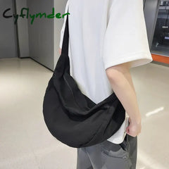 Cyflymder Solid Color Canvas Female Crossbody Bags For Women Large Capacity Shopping Messenger Bag