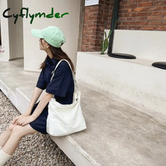 Cyflymder Solid Color Canvas Women’s Shoulder Bags High Quality Ladies Crossbody Bag Simple