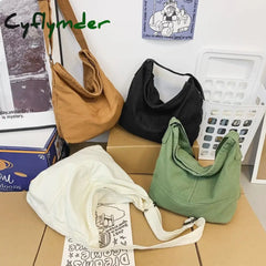Cyflymder Solid Color Canvas Women’s Shoulder Bags High Quality Ladies Crossbody Bag Simple