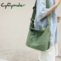 Cyflymder Solid Color Canvas Women’s Shoulder Bags High Quality Ladies Crossbody Bag Simple