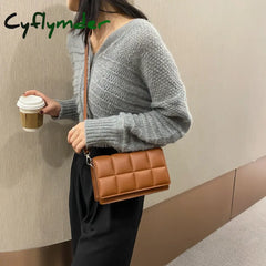 Cyflymder Solid Color Fashion Shoulder Handbags Female Travel Cross Body Bag Weave Small Pu Leather
