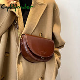 Cyflymder Solid Color Flip Saddle Bag Fashion New High-Quality Pu Leather Women Designer Handbag