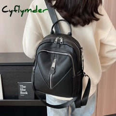 Cyflymder Solid Color Leather Backpack Luxury Designer School Bag For Teenager Girl High Quality