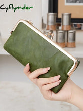 Cyflymder Solid Color Multi Functional Long Wallet Vintage Clutch Coin Purse Women’s Card Holder