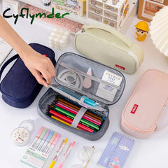 Cyflymder Solid Color Pencil Case School Supplies Pencilcase Trousse Large Capacity Pen Box Estuche Escolar Pencils