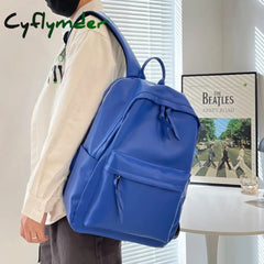 Cyflymder Solid Color Pu Leather Women Backpack Simple School Bags For Teenager Girls Travel