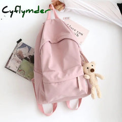 Cyflymder Solid Color Versatile Backpack Female Korean Harajuku Schoolbag Middle School Student
