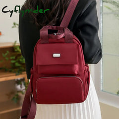 Cyflymder Solid Color Waterproof Nylon Women’s Backpack High Quality Multifunctional Ladies Handy