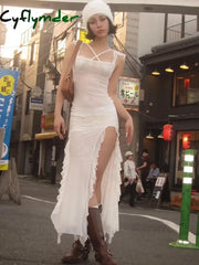 Cyflymder Solid Colour Mesh Slightly Transparent Sexy Dress Fashion Lacing Dresses Casual Square