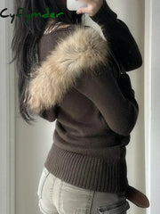 Cyflymder Solid Hooded Knitted Autumn Winter New Sweater Cardigan Women Long Sleeve Retro Causal Style Korean Sweater