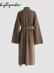 Cyflymder - Solid Knit Trench Coat Cardigans