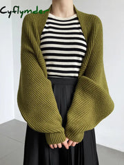 Cyflymder - Solid Open-Front Shrug Sweater Cardigans