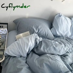 Cyflymder Solid Pink Fashion Style Bedding Set Twin Full Queen Size Duvet Cover Set Adults Kids Simple Korean Bed Flat