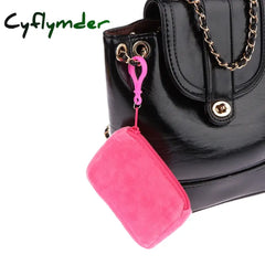 Cyflymder Solid Plush Coin Purse Women’s Cute Wallet ID Card Bag Keychain Minimalist Coin Bag Kawaii Wallets for Women