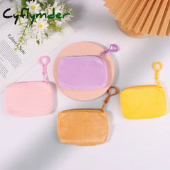 Cyflymder Solid Plush Coin Purse Women’s Cute Wallet ID Card Bag Keychain Minimalist Coin Bag Kawaii Wallets for Women