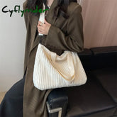 Cyflymder Solid Soft Large Capacity Corduroy Handbags For Women Winter Shoulder Side Bag Vintage