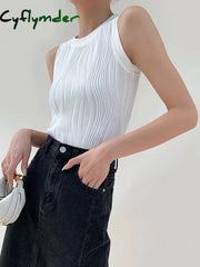 Cyflymder - Solid Wavy Textured Tank Top Tops & Camis