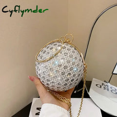 Cyflymder Sparkly Round Evening Purses for Women Shiny Diamonds Handbag Unusual Party Mini Small Bags Fashion Luxury