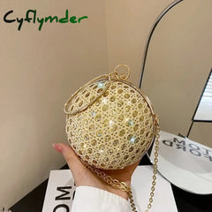 Cyflymder Sparkly Round Evening Purses for Women Shiny Diamonds Handbag Unusual Party Mini Small Bags Fashion Luxury
