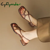 Split Leather Summer Sandals Square Toe Sandals Cowhide Roman Shoes Women Handmade Low Heel Shoes for Women Zapatos Mujer