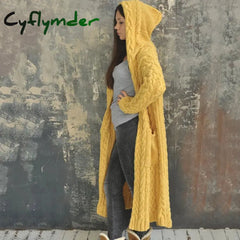 Cyflymder Spring Autumn New Women Fashion Hooded Cardigan Coat Casual Knitted Sweater Jacket For