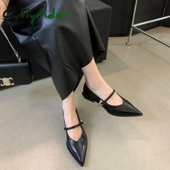 Cyflymder Spring Autumn Pointed Toe Women Pumps Fashion Shallow Low Heel Shoes Ladies Street Style Mary Jane Shoes