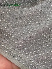 Cyflymder Spring Autumn Women Sexy Diamonds Mini Dress Elegant V-Neck Split Long Sleeve High Waist Sheath Bodycon