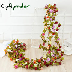 Cyflymder spring decor 2.5m Artificial Flowers Rose Vine DIY Fake Plants Flower Spring Autumn Garden Arch Christmas