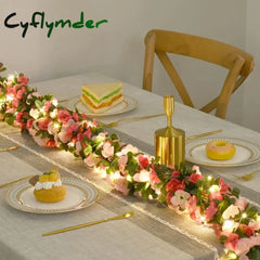 Cyflymder spring decor 2.5m Artificial Flowers Rose Vine DIY Fake Plants Flower Spring Autumn Garden Arch Christmas