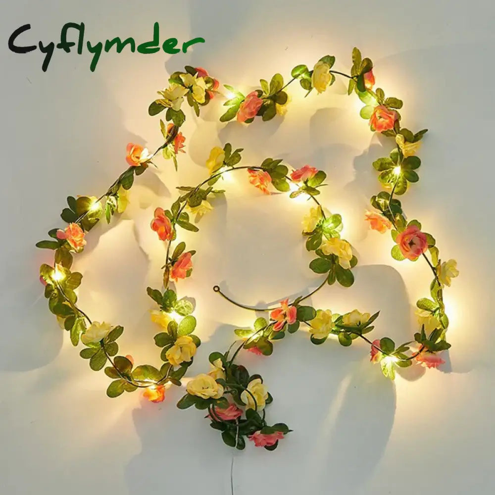 Cyflymder spring decor 2.5m Artificial Flowers Rose Vine DIY Fake Plants Flower Spring Autumn Garden Arch Christmas