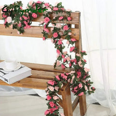 Cyflymder spring decor 2.5m Artificial Flowers Rose Vine DIY Fake Plants Flower Spring Autumn Garden Arch Christmas