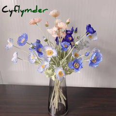 Cyflymder spring decor Artificial Flowers Fake Poppy Silk Flowers Long Stem Housewarming Garden Table Wedding DIY Party