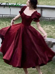 Cyflymder Spring Summer Women Elegant Casual Wedding Dress Vintage Red White A-Line Party Prom Dresses Female Birthday