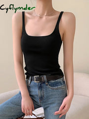 Cyflymder - Square Neck Tank Top Black / S Tops & Camis