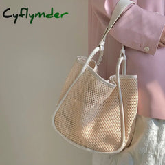 Cyflymder Staw Rattan Woven Bag Large Capacity Handbag Summer Beach Simple Designer Bucket Shoulder