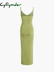 Cyflymder - Strap Slit Midi Dress Dresses