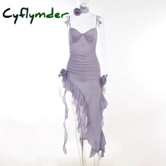 Cyflymder Strapless Tube Sexy Dress Midi Flora Summer Off Shoulder Split Club Women Dress Party White Black Outfits Y2k