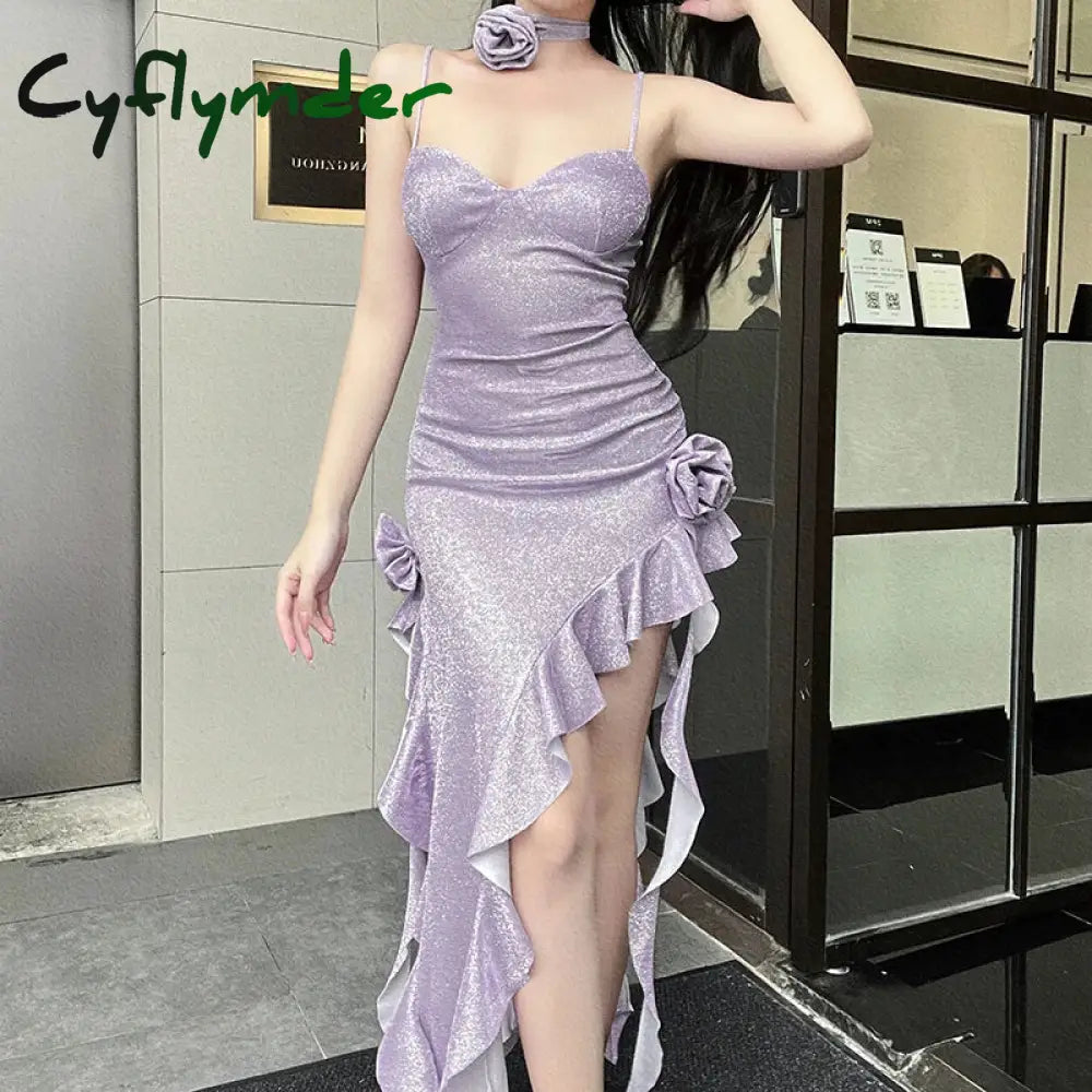 Cyflymder Strapless Tube Sexy Dress Midi Flora Summer Off Shoulder Split Club Women Dress Party White Black Outfits Y2k