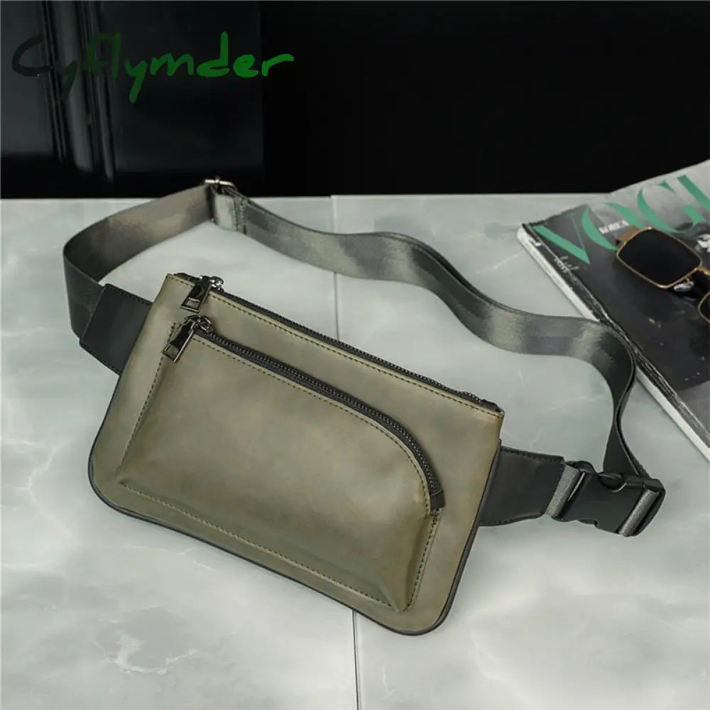 Cyflymder Street Fashion Chest Bag Men Waist Crossbody Shoulder Bags Mobile Phone Pu Leather Men’s