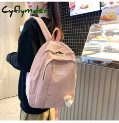 Cyflymder Stripe Corduroy Cute Backpack Schoolbag Teenage Girls Boys Luxury Harajuku Female Fashion